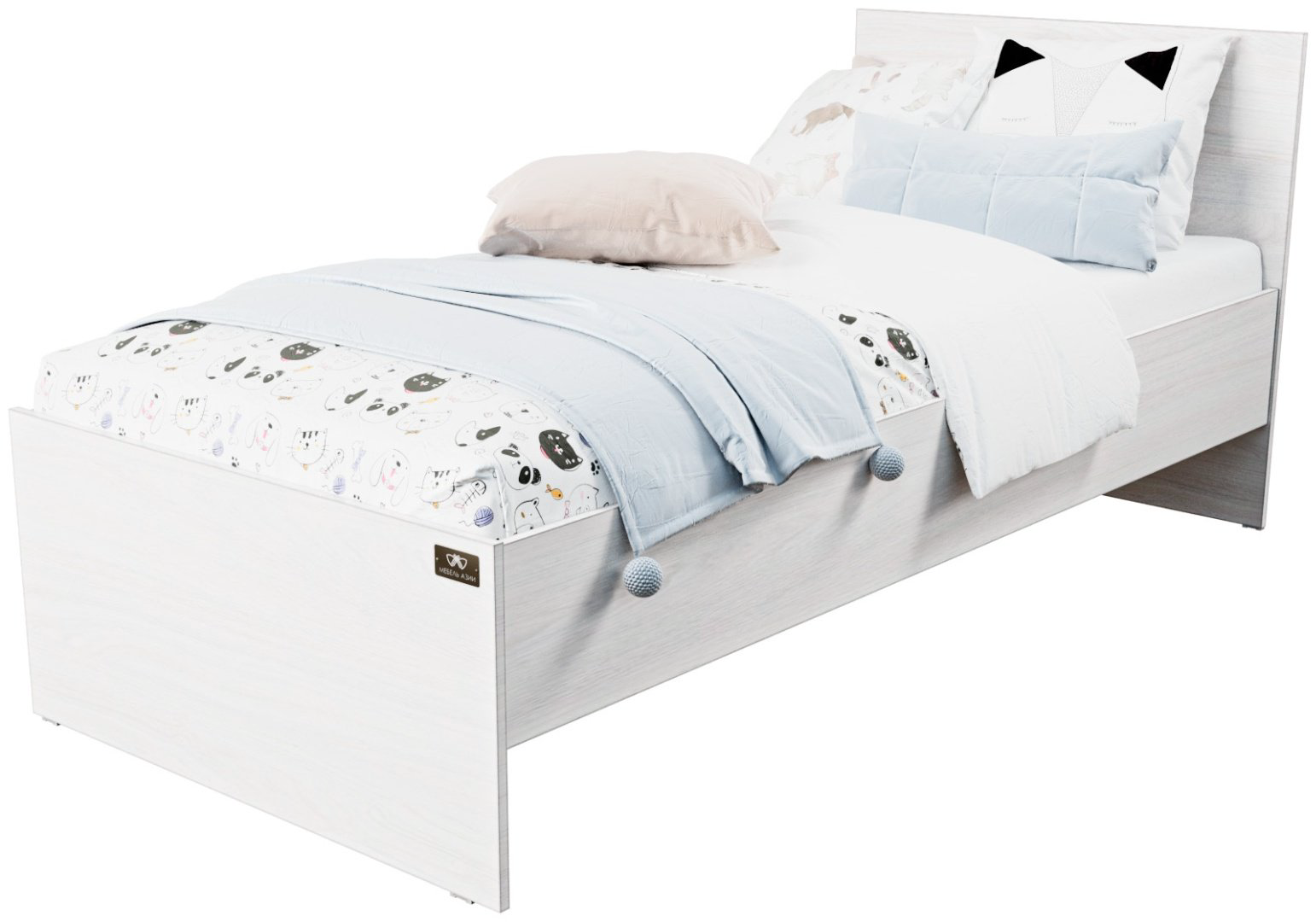 Кровать Мебель Азии Алиса 90x200см светло-серая купить,NaN