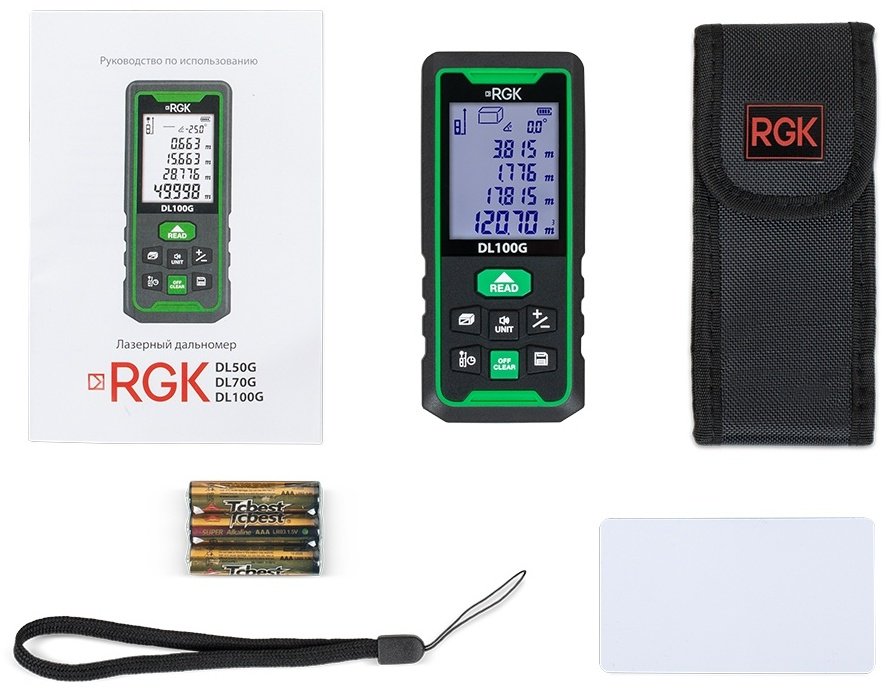 Лазерный дальномер RGK DL100G, дальность до 100 м