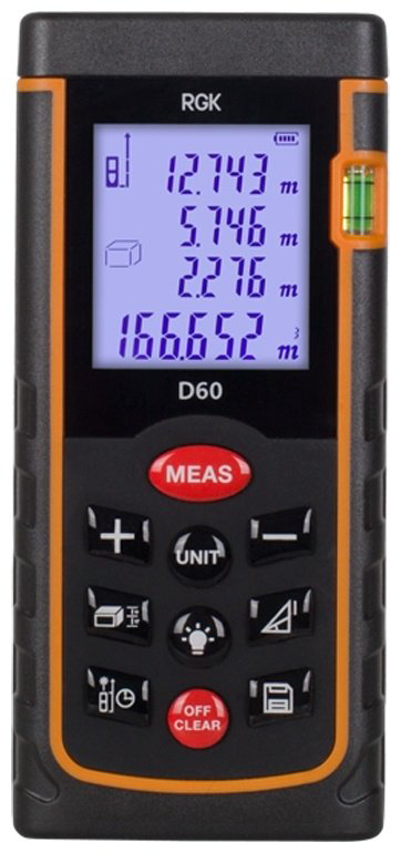 Лазерный дальномер RGK D60, дальность до 60 м