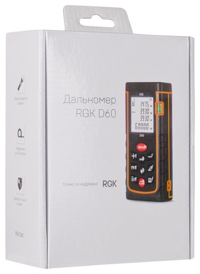 Лазерный дальномер RGK D60, дальность до 60 м