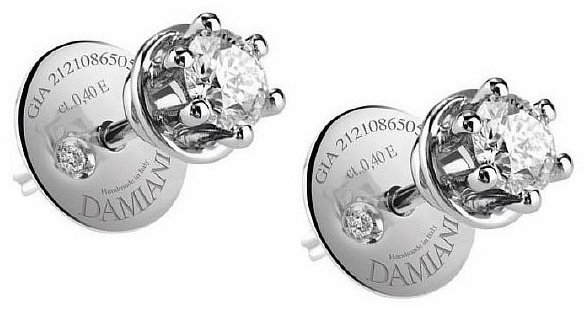 Пусеты Damiani 81080812 вес 3.2 г золото, бриллиант купить,NaN