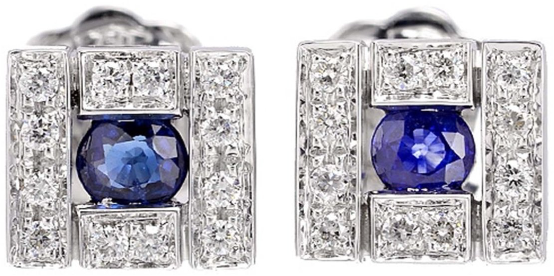 Пусеты Damiani 81091040 вес 4 г золото, бриллиант, сапфир купить,1418000