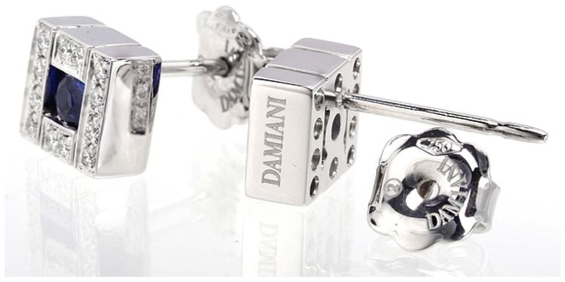 Пусеты Damiani 81091040 вес 4 г золото, бриллиант, сапфир купить,1418000