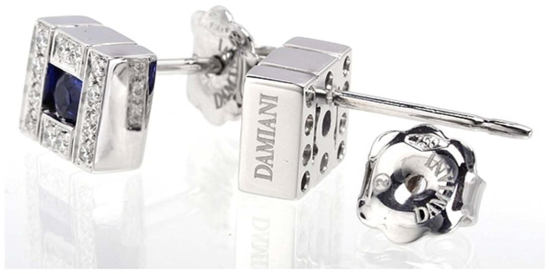 Пусеты Damiani 81091040 вес 4 г золото, бриллиант, сапфир купить,1418000