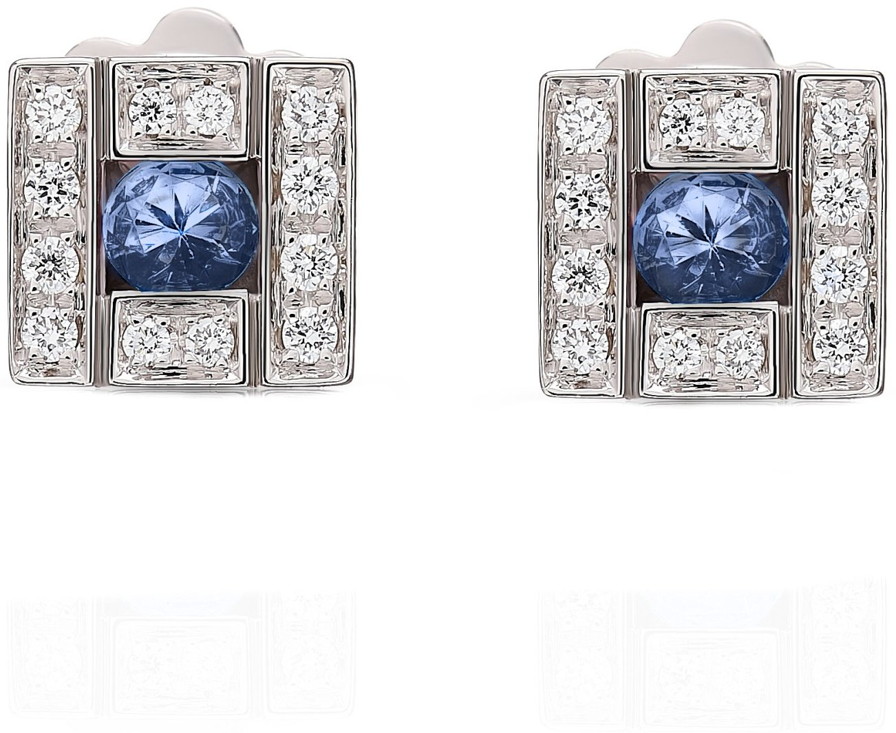 Пусеты Damiani 81089498 вес 3.75 г золото, бриллиант, сапфир купить,NaN