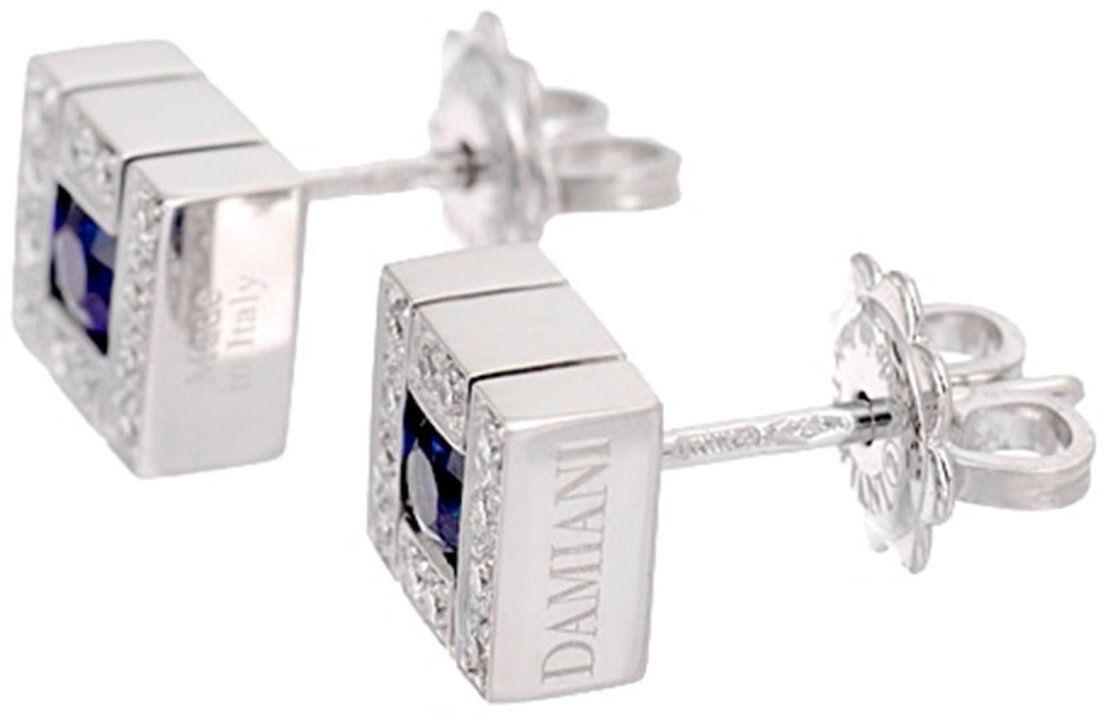 Пусеты Damiani 81089498 вес 3.75 г золото, бриллиант, сапфир купить,NaN