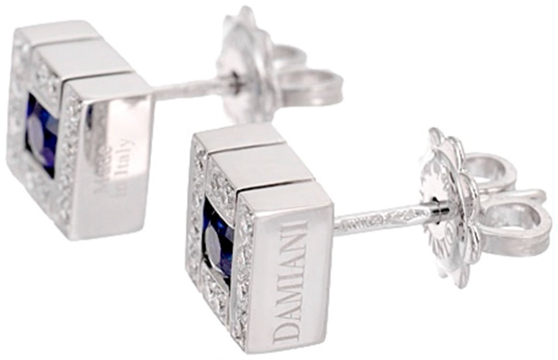 Пусеты Damiani 81089498 вес 3.75 г золото, бриллиант, сапфир купить,NaN