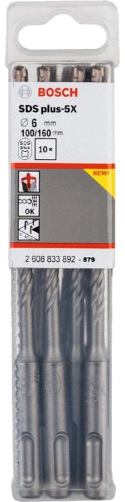 Bosch бур 2608833892 (SDS-plus, 6х100х160 мм) 10 шт