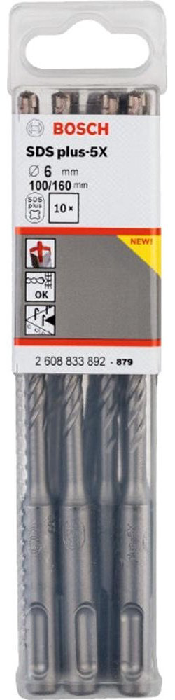 Bosch бур 2608833892 (SDS-plus, 6х100х160 мм) 10 шт