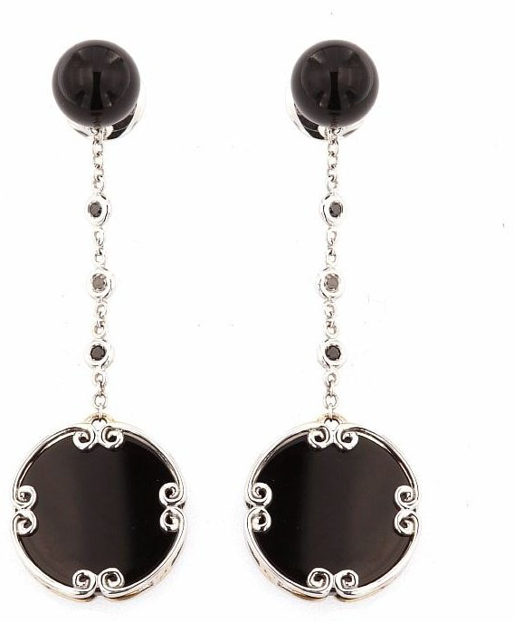 Серьги-цепочки Damiani 20075144 вес 6.45 г золото, бриллиант, оникс купить,NaN