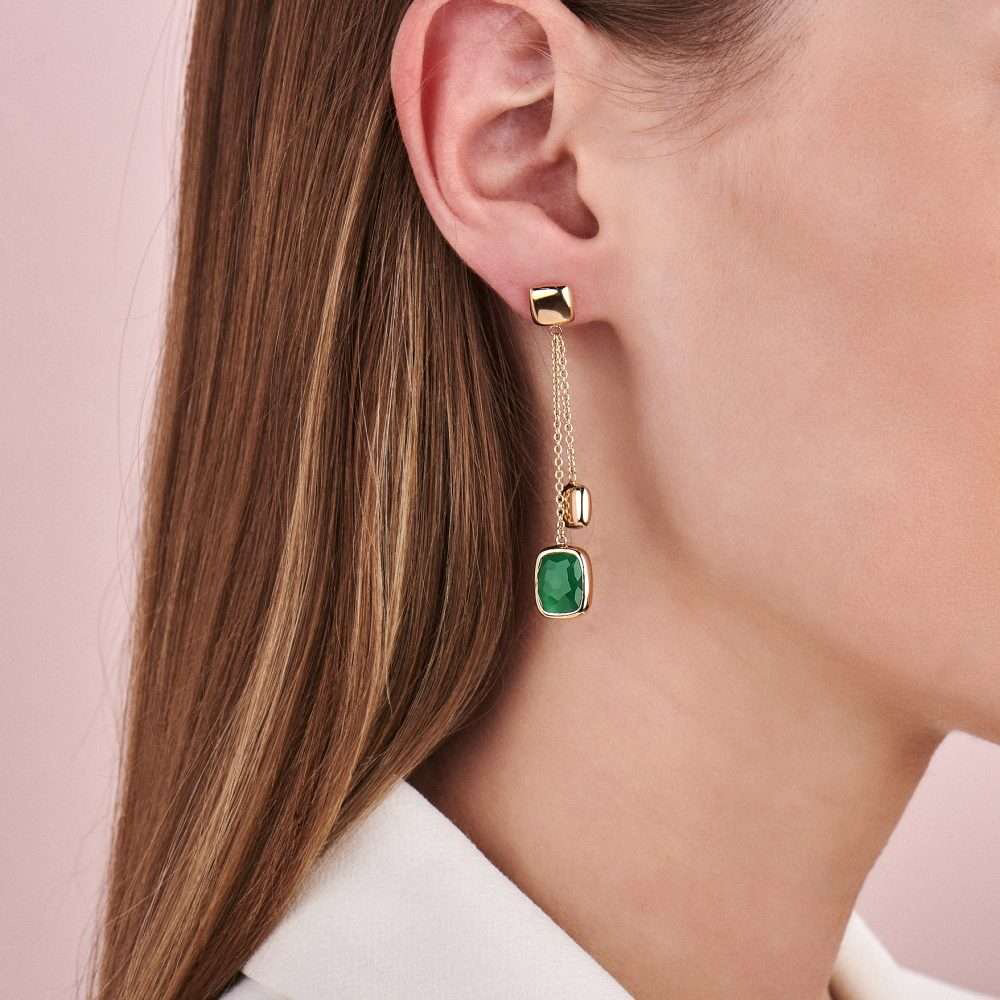 Серьги-цепочки Tirisi TE7069GAGP вес 5.15 г золото, агат купить,NaN
