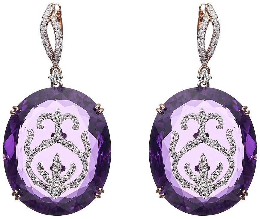 Серьги Casato ORX1233BTHAME-P вес 6.39 г золото, бриллиант, аметист купить,NaN