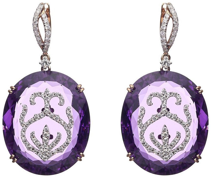 Серьги Casato ORX1233BTHAME-P вес 6.39 г золото, бриллиант, аметист купить,NaN