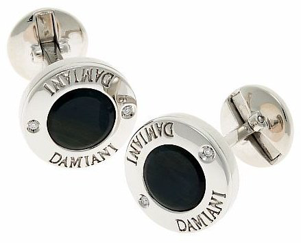 Запонки Damiani 20029329 вес 3.1 золото, серебро, оникс, бриллиант купить,NaN