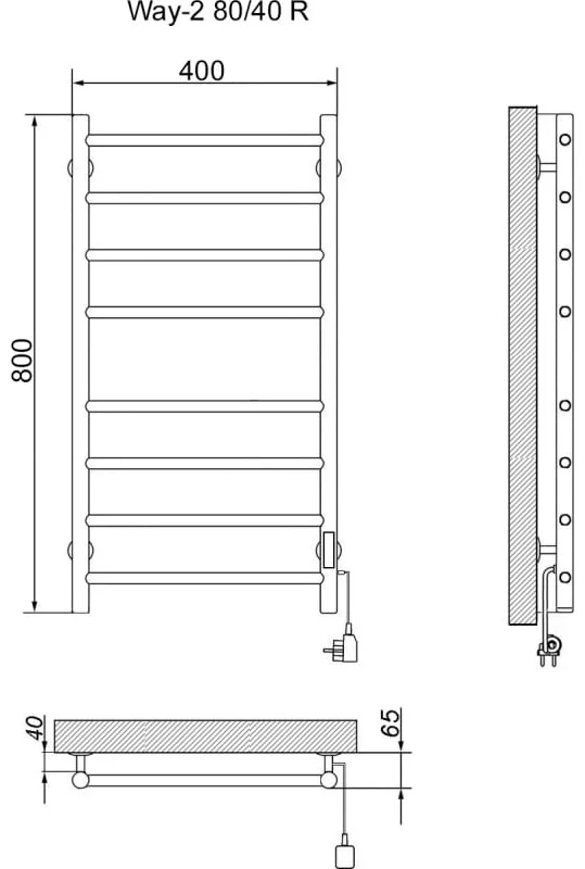 Полотенцесушитель Ника Way-2 80/40 80х40см черный