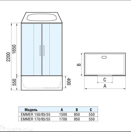 Кабина душевая WeltWasser WW500 Emmer 170/85/55 170х85х220см белый