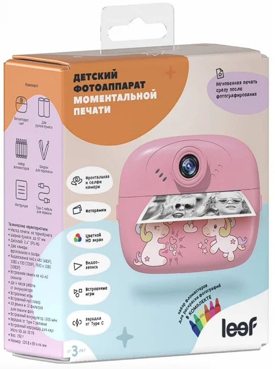 Фотоаппарат моментальной печати Leef LF-CAM-01 Pink купить,0