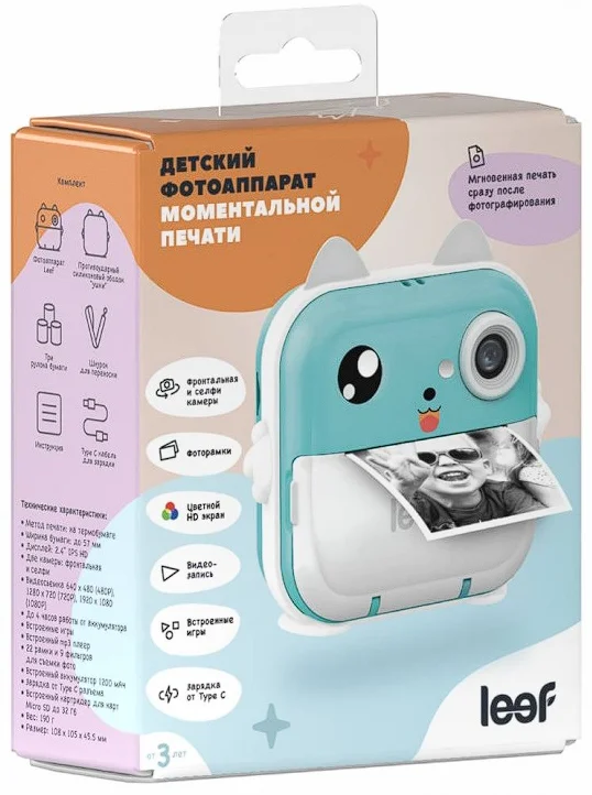 Фотоаппарат моментальной печати Leef LF-CAM-01 Blue купить,0