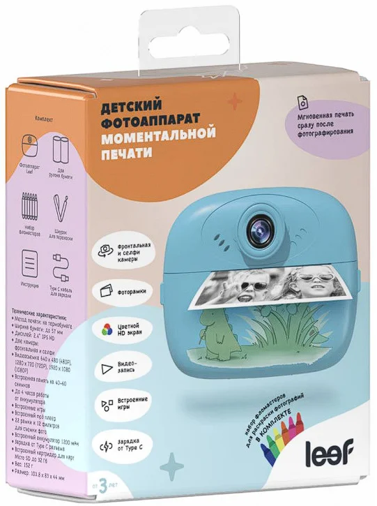 Фотоаппарат моментальной печати Leef LF-CAM-01 Blue купить,0