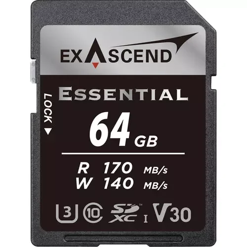 Карта памяти SD Exascend Essential, 64Gb, SDXC I, UHS-I (V30), R170/W140 Grey
