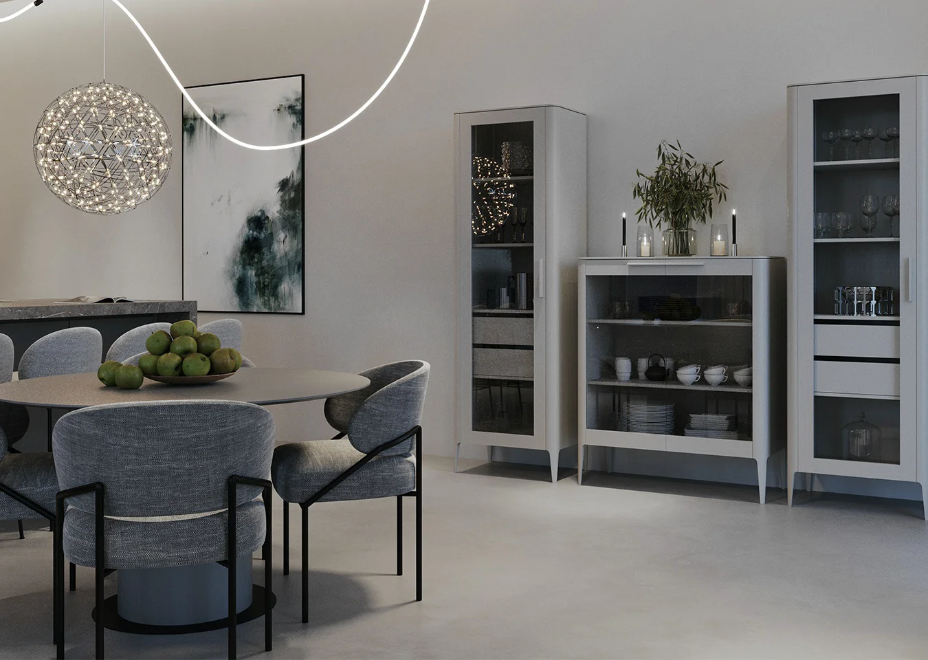 Витрина Ellipsefurniture Type 100х45х150см серо-бежевый