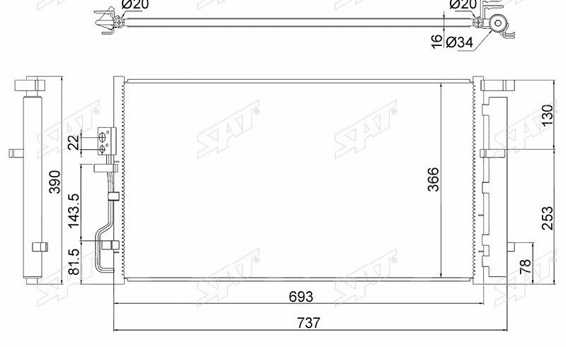 SAT радиатор кондиционера ST-HY15-394-A0 купить,NaN