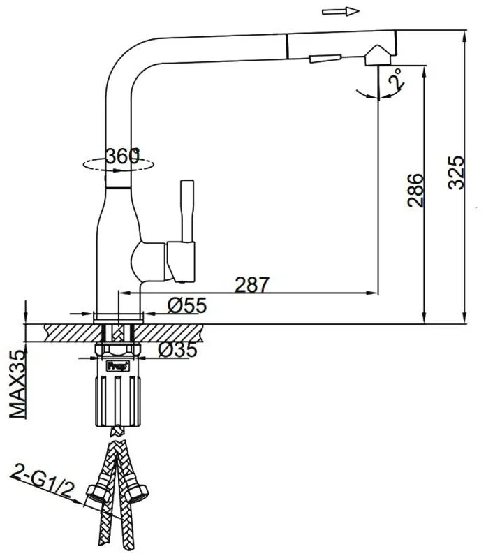 Смеситель Hans H816.033 черный купить,30000