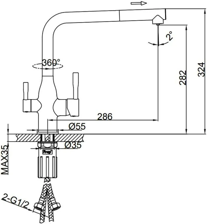 Смеситель Hans H825.033 черный купить,50100