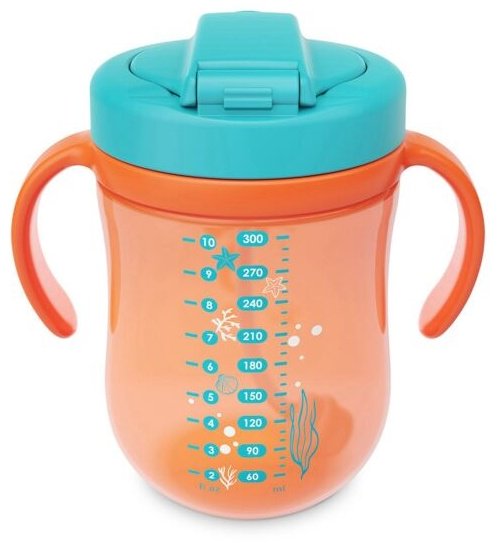 Baboo поильник с трубочкой, 300 мл, пластик, Sea life купить,0