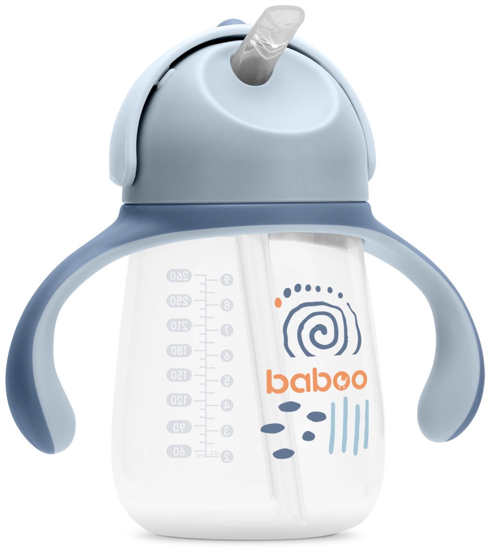 Поильник с трубочкой Baboo Blue Haze 8-027, 260 мл, пластик/силикон