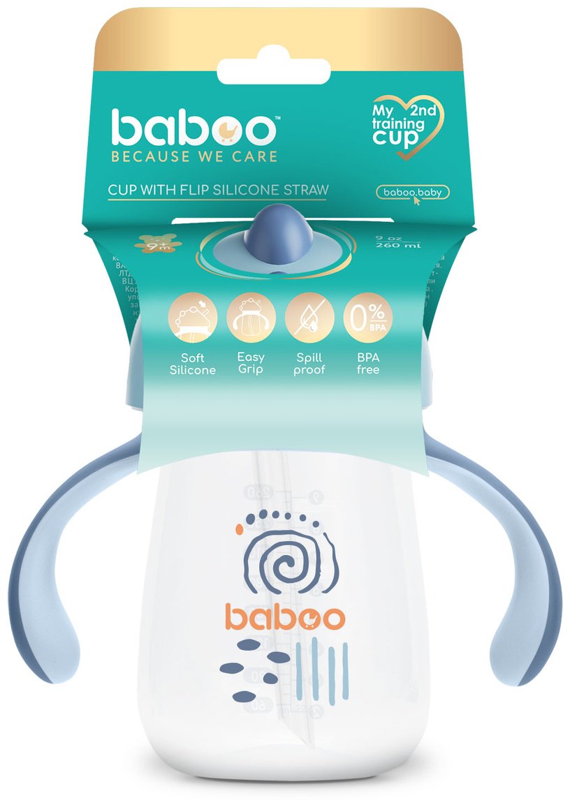 Поильник с трубочкой Baboo Blue Haze 8-027, 260 мл, пластик/силикон купить,0