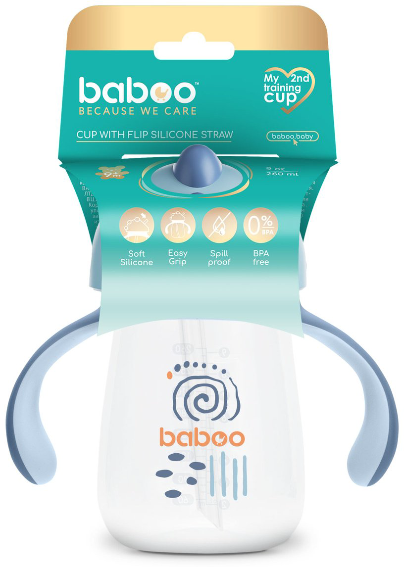 Поильник с трубочкой Baboo Blue Haze 8-027, 260 мл, пластик/силикон купить,NaN