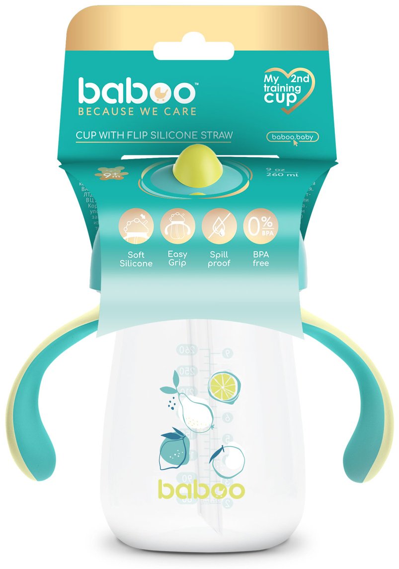 Поильник с трубочкой Baboo 8-026, 260 мл, пластик/силикон купить,0