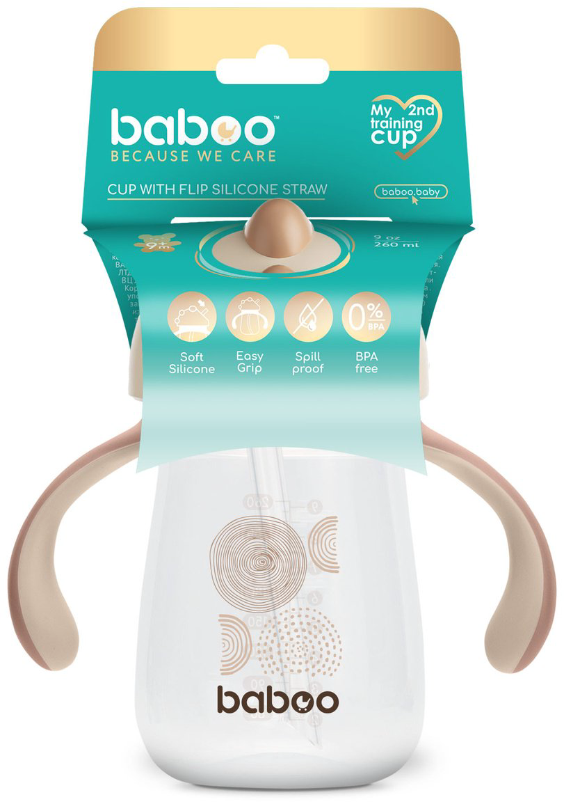 Поильник с трубочкой Baboo Au Naturale 8-025, 260 мл, пластик/силикон купить,NaN