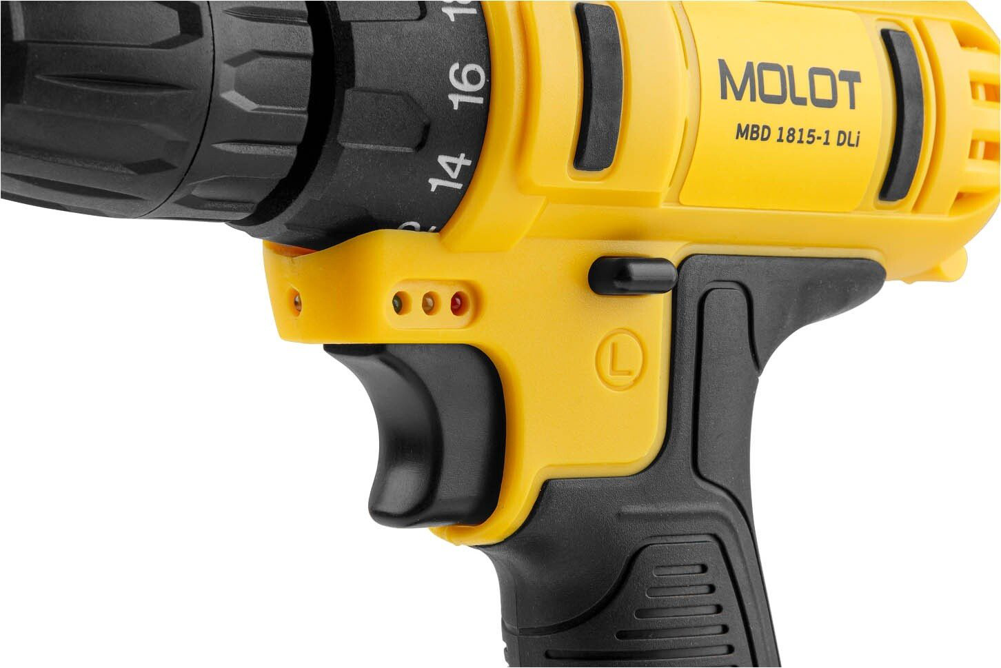 MOLOT дрель-шуруповерт MBD 1815-1 DLi 0329136 18 В купить,NaN