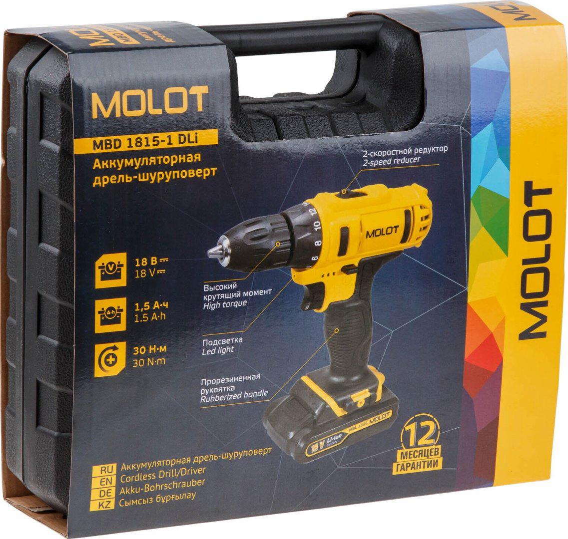 MOLOT дрель-шуруповерт MBD 1815-1 DLi 0329136 18 В купить,NaN