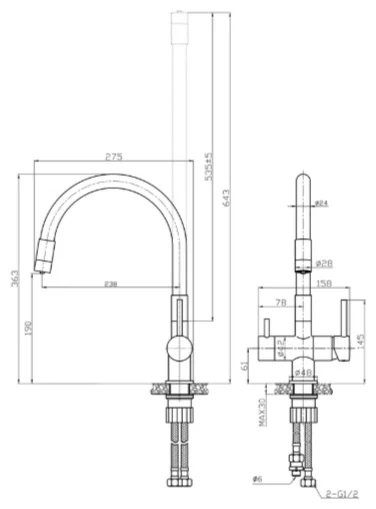 Смеситель Esko K108B хром/черный купить,85578