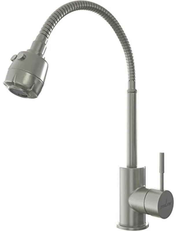 Смеситель Mixline 35k гибкий металлический излив серебристый купить,21200