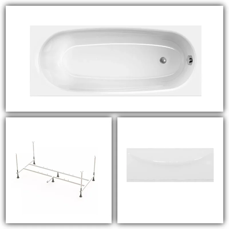 Ванна Domani-Spa Standard Premium 160х70х41см с опорой и экраном белый