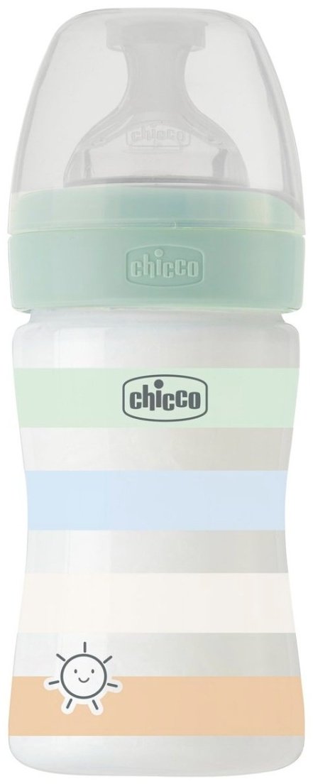 Chicco: Бутылочка Wellbeing для кормления силикон 150 мл 0м+, мальчик