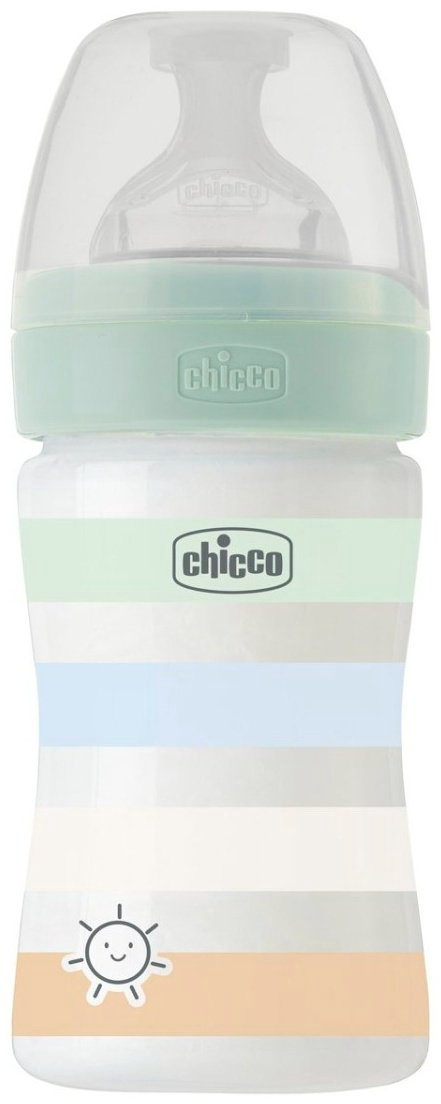 Chicco: Бутылочка Wellbeing для кормления силикон 150 мл 0м+, мальчик купить,NaN