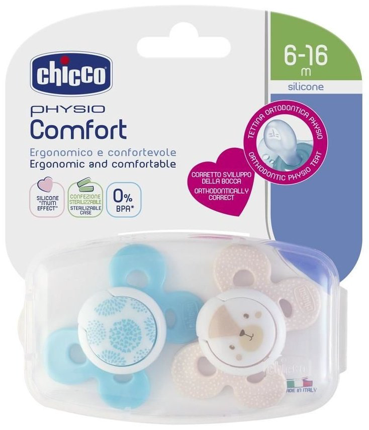Chicco Physio Comfort Boy 2 шт от 6 мес голубой купить,NaN