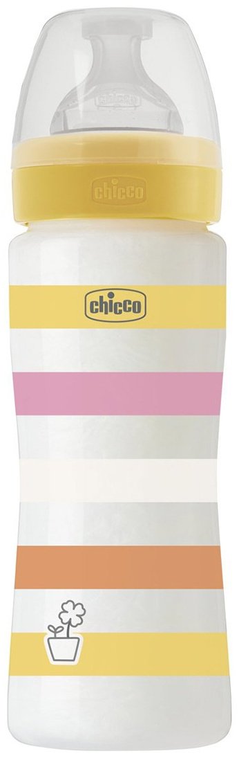 Chicco: Бутылочка Wellbeing для кормления силикон 330 мл 4м+, желтый