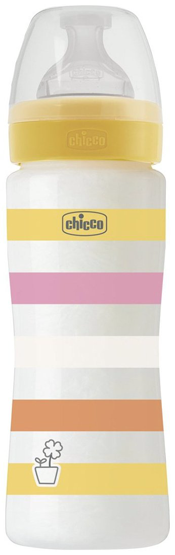 Chicco: Бутылочка Wellbeing для кормления силикон 330 мл 4м+, желтый