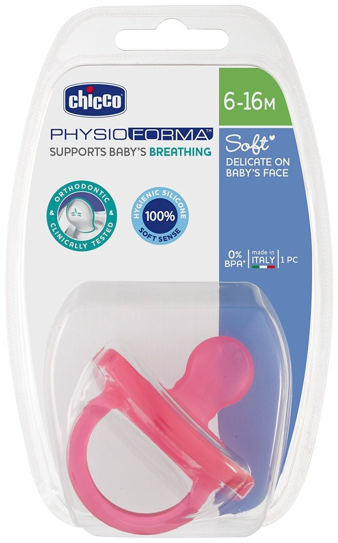 Пустышка Chicco Physio Soft, 1 шт, розовый купить,NaN