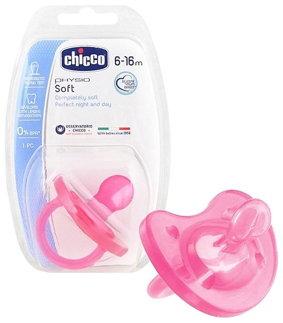 Пустышка Chicco Physio Soft, 1 шт, розовый купить,NaN