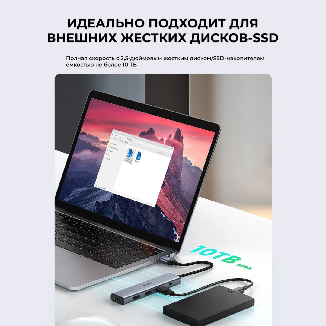 Док-станция Ugreen CM473 USB купить,NaN