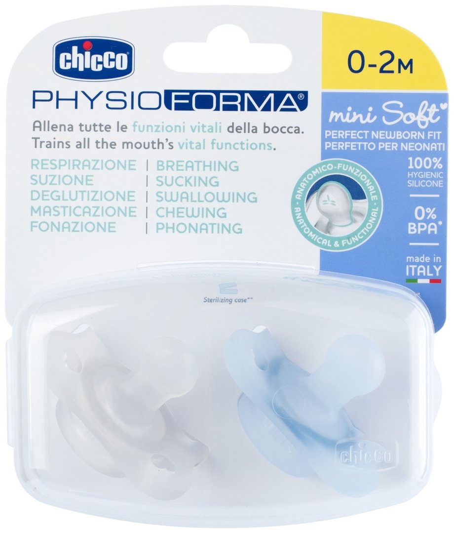 Пустышка Chicco 00073289210000, 2 шт, голубой купить,0