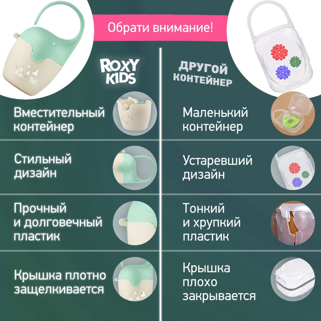 Футляр для пустышек ROXY REF-001-G, 1 шт, зеленый купить,0