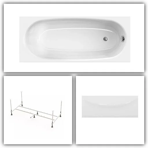 Ванна Domani-Spa Standard Premium 160х70х41см с опорой и экраном белый